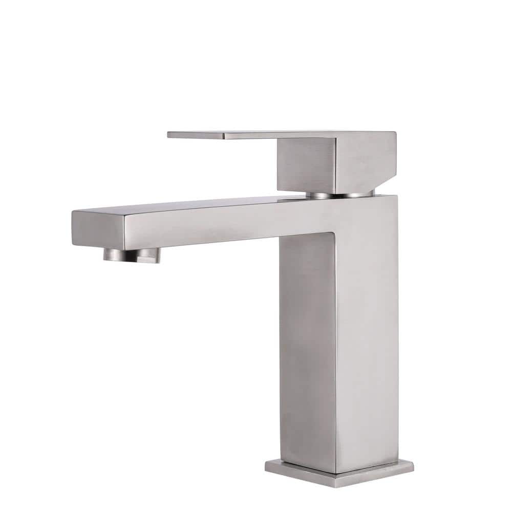 Brushed Nickel Single Handle Modern Bathroom Faucet