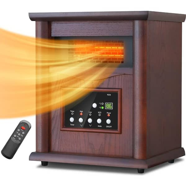 Lifeplus 1500-Watt Electric Cabinet Quartz Infrared Heater Wood with ...