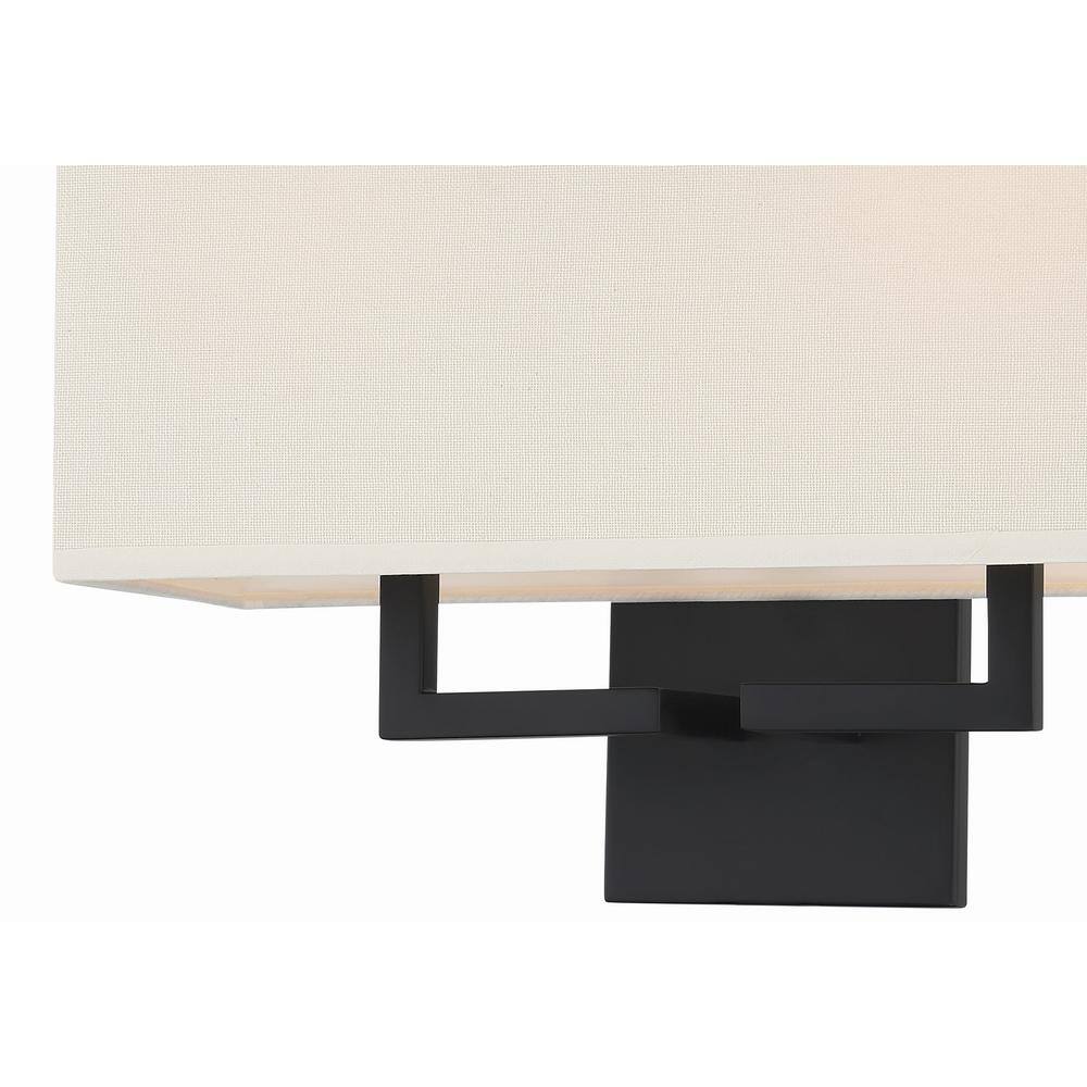 Coal and White Fabric 2-Light Dimmable Wall Sconce
