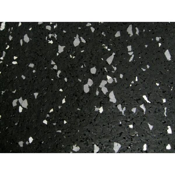 NRT Pro-Fit Dual Layer Black 0.275 in. x 4 ft x 50 ft with Mid Grey & TRU White Fleck Athletic Rubber Flooring-DISCONTINUED