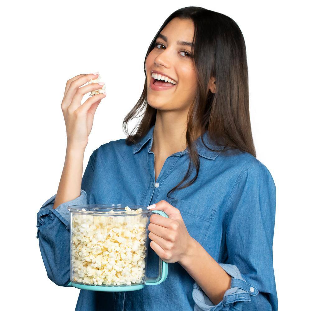 Aqua Compact Hot Air Popcorn Popper with Serving Bowl