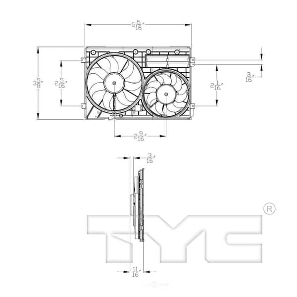 Dual Radiator and Condenser Fan Assembly 2005-2006 Volkswagen Jetta 1.9L