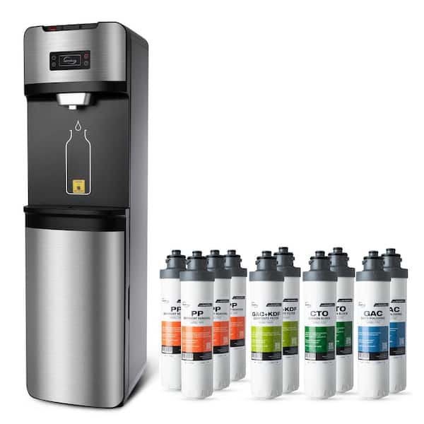 Bottle Less Water Cooler Dispenser with 2-Year Extra Filter Set Hot/Cold/Room Temperatures 4-Stage Filtration
