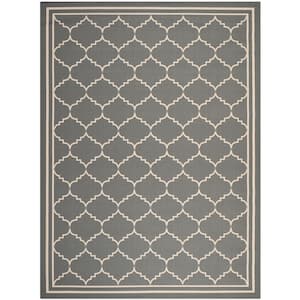 Courtyard Gray/Beige 9 ft. x 12 ft. Geometric Indoor/Outdoor Patio  Area Rug