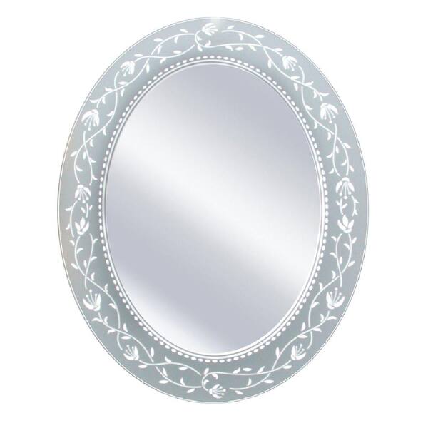 Deco Mirror 23 in. x 29 in. Fushcia Oval Mirror