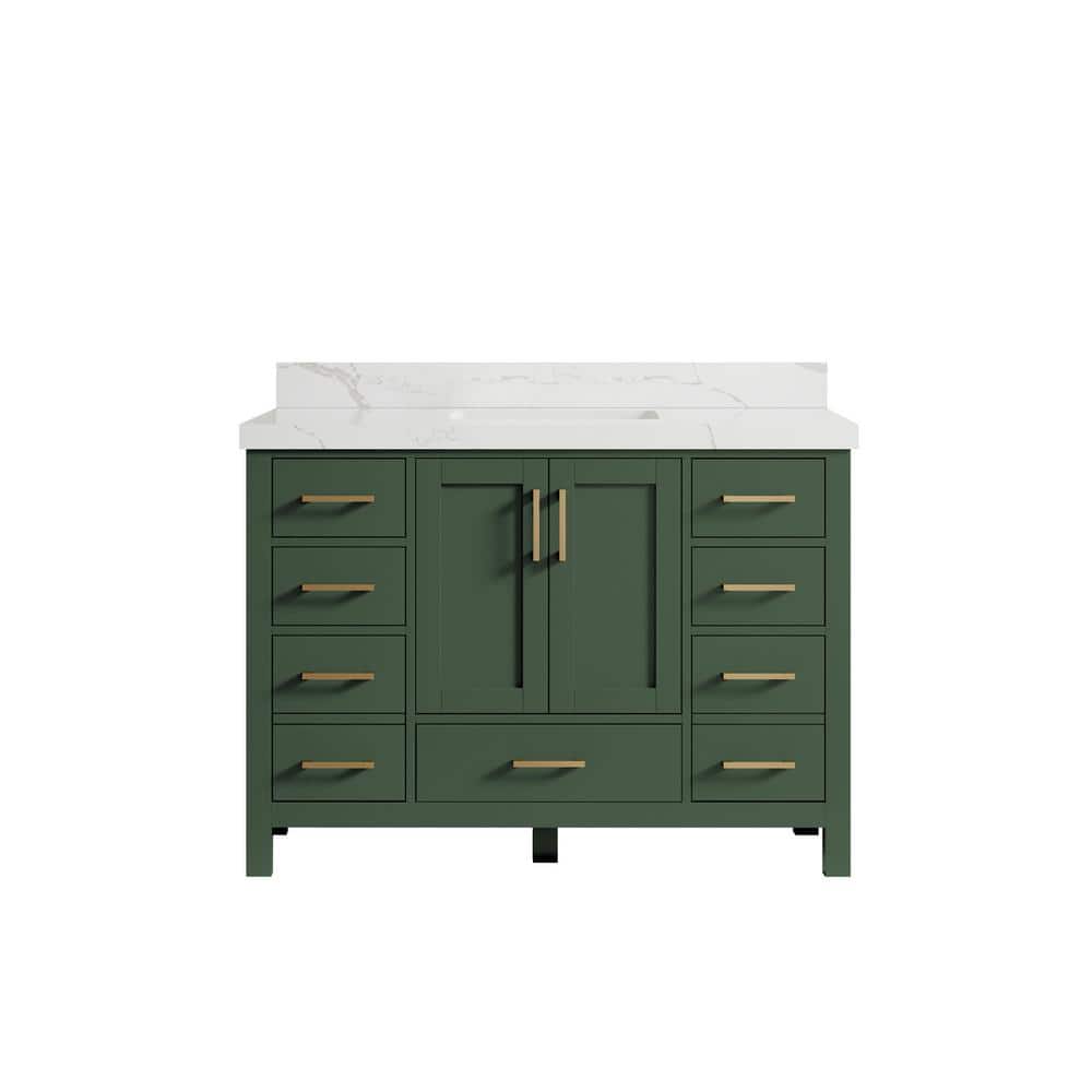 Malibu 48 in. W x 22 in. D x 36 in. H Bath Vanity in Lafayette Green with 2 in. Calacatta Quartz Top price history on PriceWatchPro