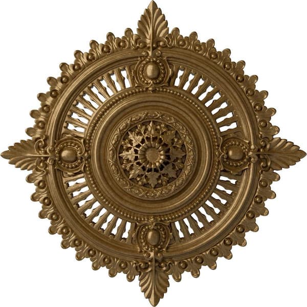 Ekena Millwork 4 in. x 29-1/8 in. x 29-1/8 in. Polyurethane Haylynn Ceiling Medallion, Pale Gold