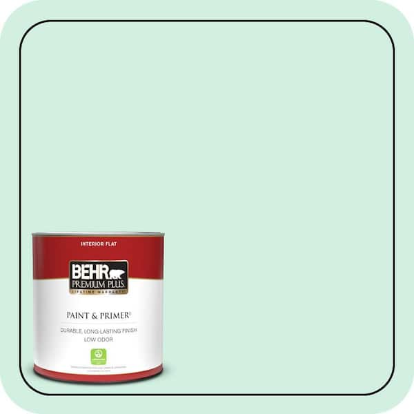 BEHR PREMIUM PLUS 1 qt. #P420-1 Spring Frost Flat Low Odor Interior Paint & Primer