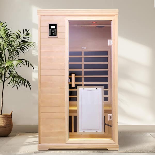 Spygo Moray 1-2 Person Hemlock Sauna with 9-Far-infrared Carbon Crystal Heaters and Chromotherapy