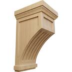 7 in. x 7-1/2 in. x 13 in. Cherry Fluted Mission Corbel