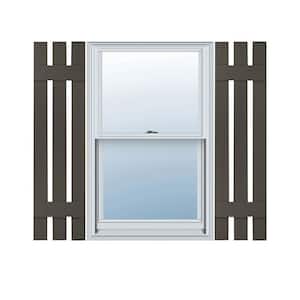 12 in. W x 39 in. H Vinyl Exterior Spaced Board and Batten Shutters Pair in Musket Brown