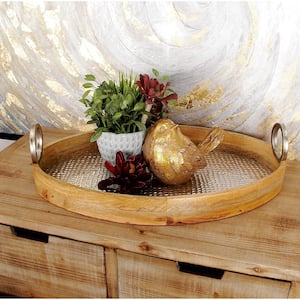 Brown Wood Traditional Tray (Set of 2)