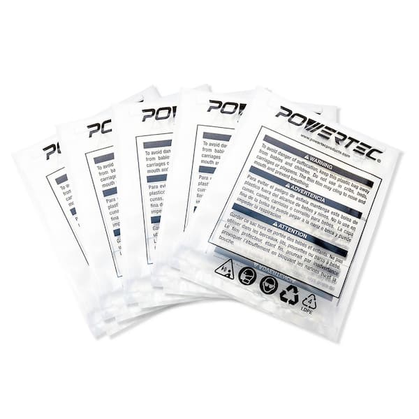 POWERTEC 19-1/2 in. Dia x 41 in. Clear Plastic Dust Collection Bag (5-Pack)