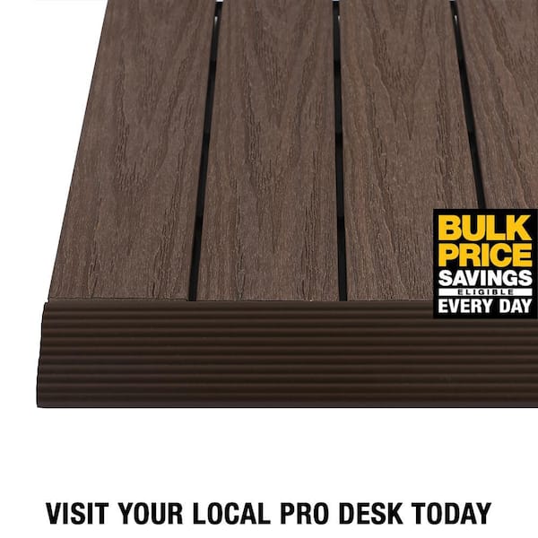1/6 ft. x 1 ft. Quick Deck Composite Deck Tile Straight Fascia in Spanish Walnut (4-Pieces/Box)