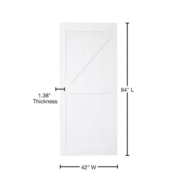 42 in. x 84 in. Bright White MDF K Frame Interior Barn Door Slab