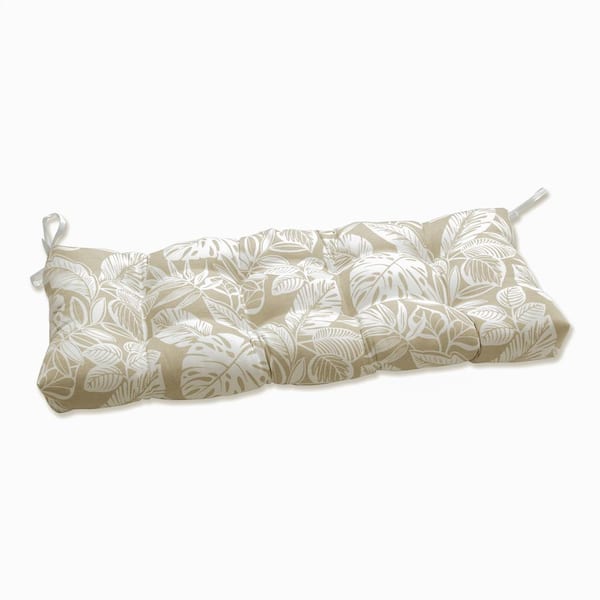 Pillow Perfect Floral Rectangular Outdoor Bench Cushion in White