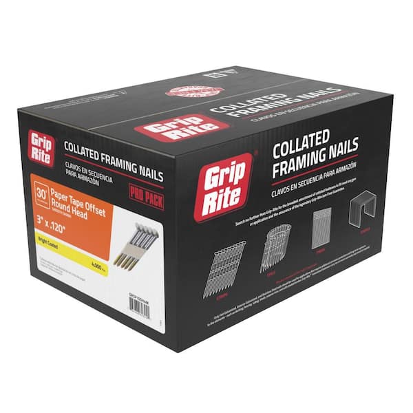 Meite 30° Framing Nails – 3” X .120” Ring Shank, Galvanized, Paper Tape Collated, 1,000 Count For 30-34 Degree Nailers