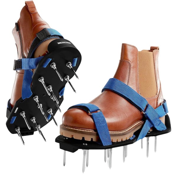 13 Tine Lawn Aerator with Velcro Fastener for Screed Shoes as Perfect Aerator Lawn Tool incl. Two Nail Lengths