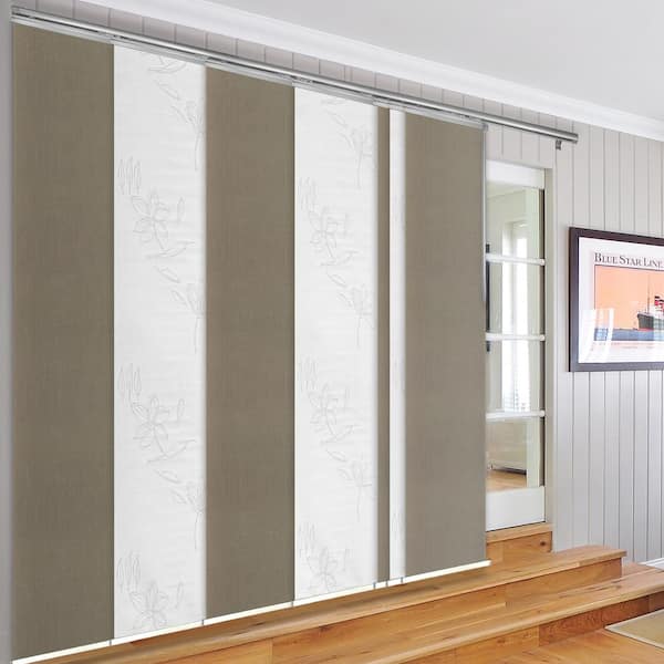 EMOH Moonstone 110 in. - 153 in. W x 94 in. L Adjustable 7- Panel White Single Rail Panel Track with 23.5 in. Slates