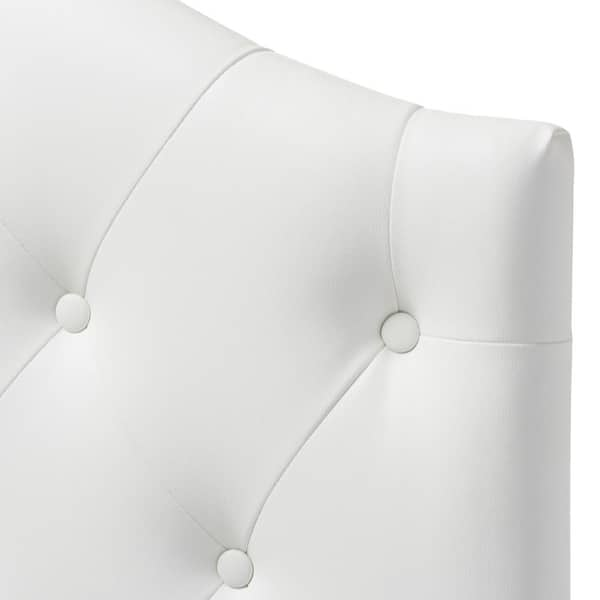 Baxton Studio Myra Modern and Contemporary White Faux Leather Upholstered Button-Tufted Scalloped Twin Size Headboard