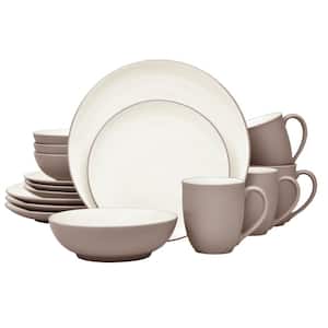 Colorwave Clay 16-Piece Coupe (Tan) Stoneware Dinnerware Set, Service For 4