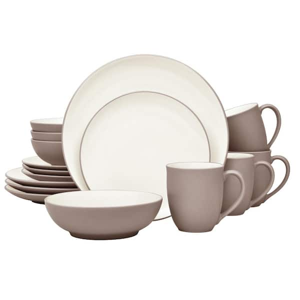 Noritake Colorwave Clay 16-Piece Coupe (Tan) Stoneware Dinnerware Set ...