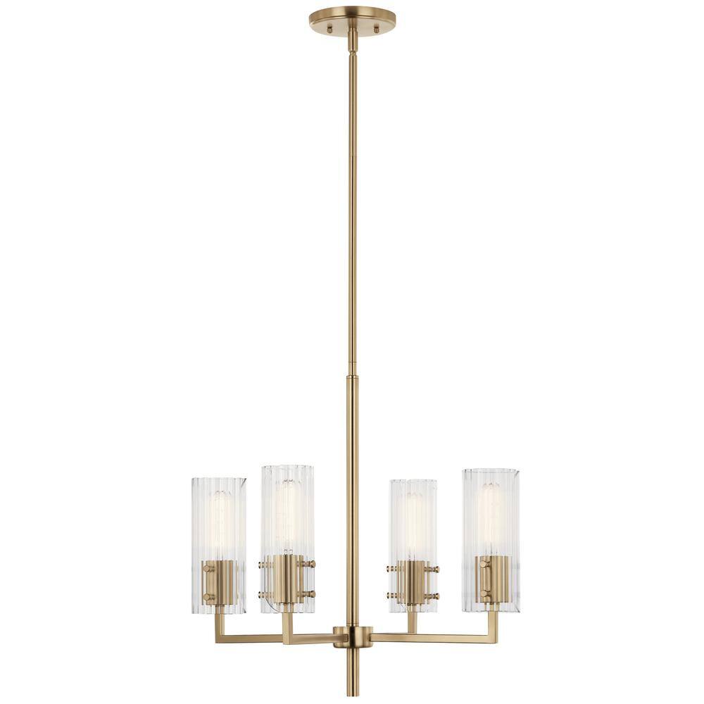 Champagne Bronze Mini Chandelier with Clear Fluted Glass Shades