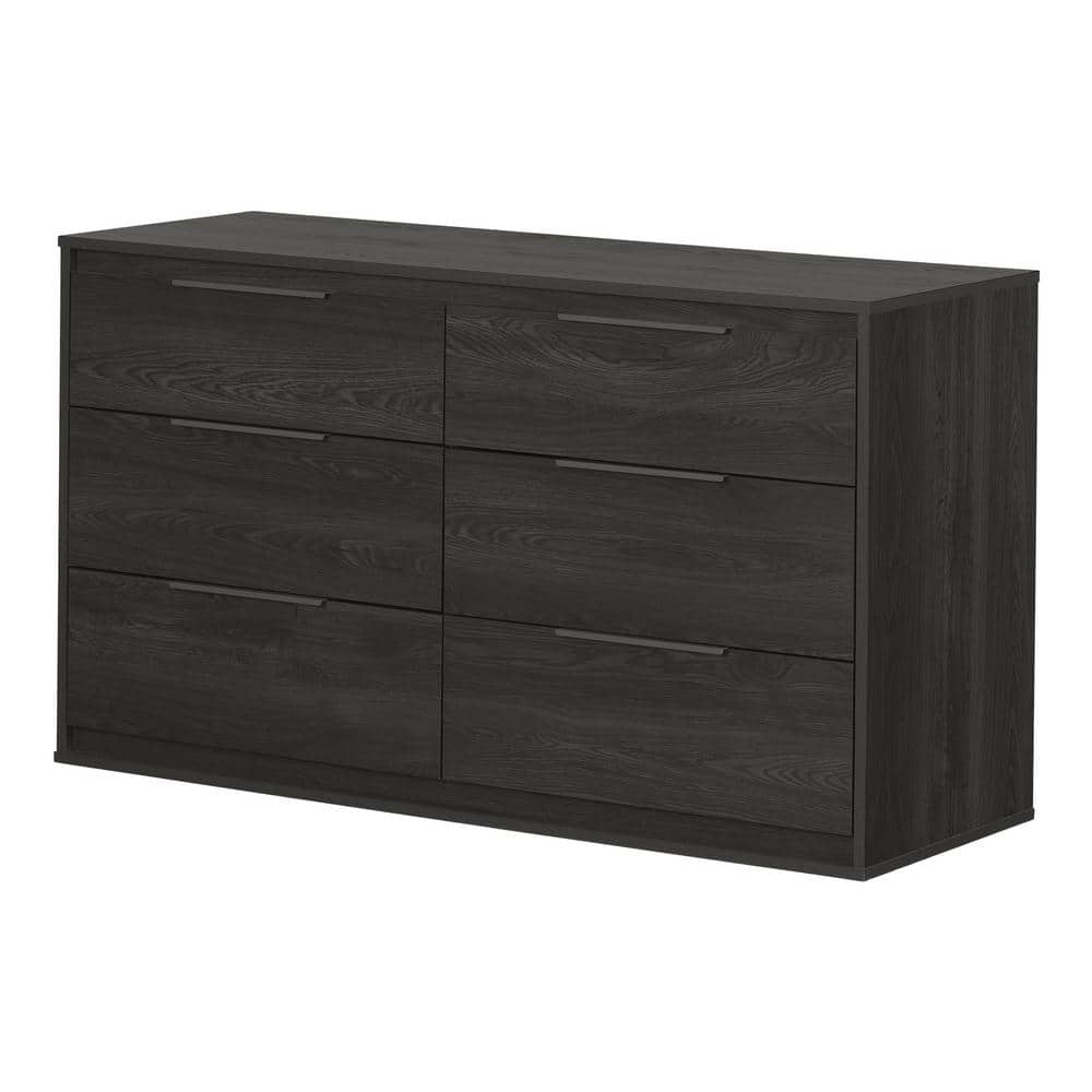 South Shore Hourra Gray Oak 6-Drawer 51.25 in. Dresser without Mirror