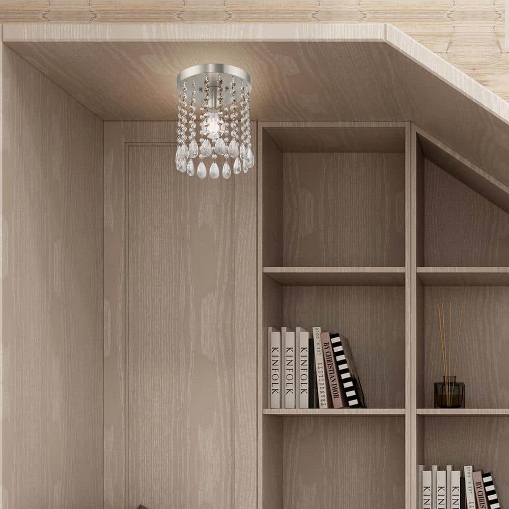 Elizabeth Brushed Nickel Ceiling Light with Clear Crystal Shade
