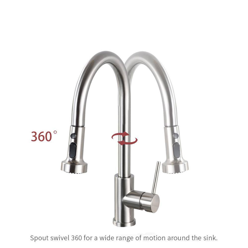 Commercial Brushed Nickel Stainless Steel Pull Down Kitchen Faucet