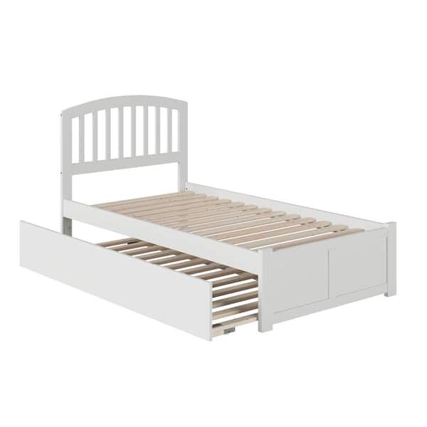 Richmond Twin Extra Long Bed with Footboard and Twin Extra Long Trundle in White