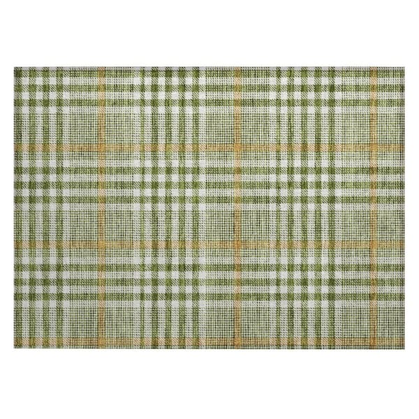 Chantille Machine Washable Indoor/Outdoor Abstract ACN1054 Olive 1 ft. 8 in. x 2 ft. 6 in. Area Rug