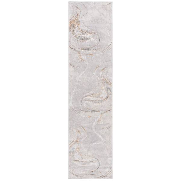 Orchard 2 ft. x 21 ft. Gray/Gold Marble Runner Rug