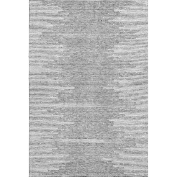 Addison Rugs Mayfield Premium Machine Washable Indoor/Outdoor Geometric AMF647 Gray 8 ft. x 10 ft. Area Rug