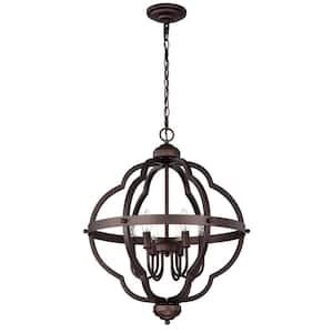 JONATHAN Y Anna 21 in. 4-Light Oil Rubbed Bronze Metal/Glass LED ...