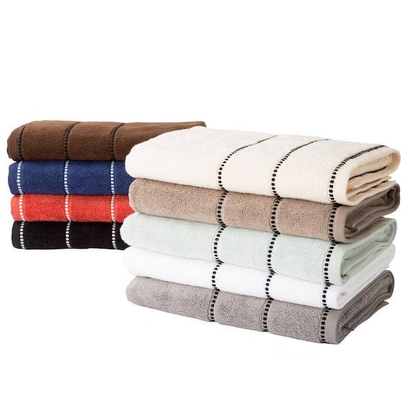 6-Piece Taupe/Black Luxury Quick Dry 100% Cotton Bath Towel Set 250932DDB -  The Home Depot