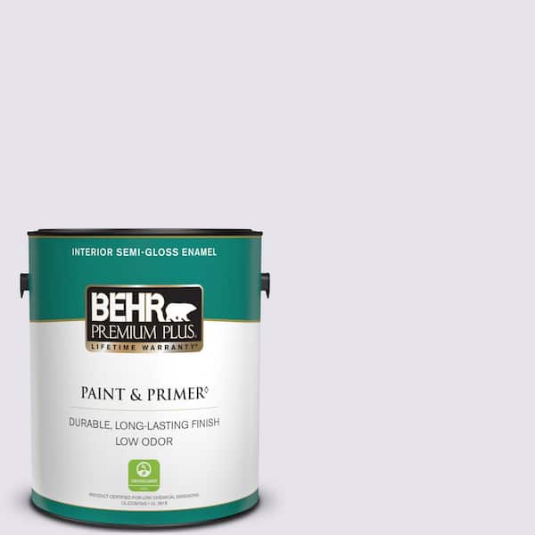 BEHR PREMIUM PLUS 1 gal. #640A-1 Soft Iris Semi-Gloss Enamel Low Odor Interior Paint & Primer