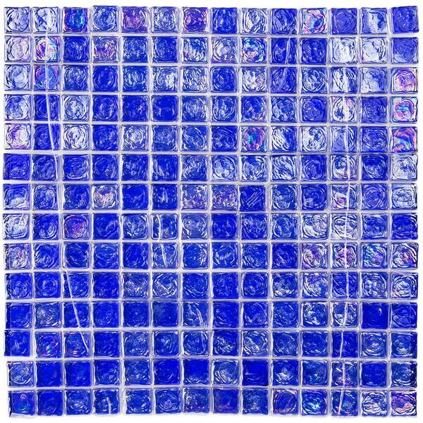 Splashback Tile Latin Blue Ink Square Glass Floor and Wall Tile - 3 in. x 6 in. Tile Sample