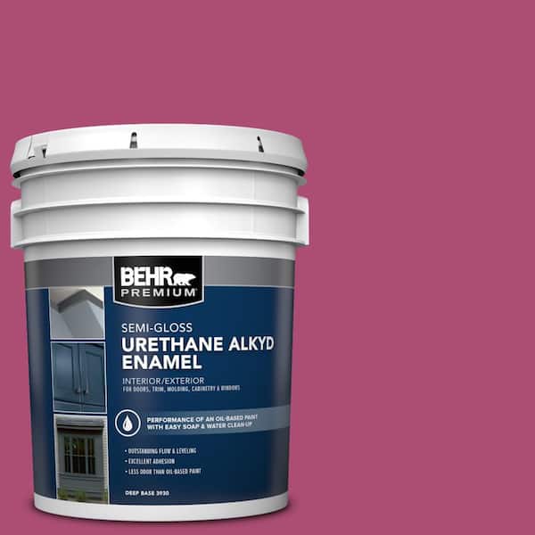 BEHR PREMIUM 5 gal. #100B-7 Hot Pink Urethane Alkyd Semi-Gloss Enamel Interior/Exterior Paint