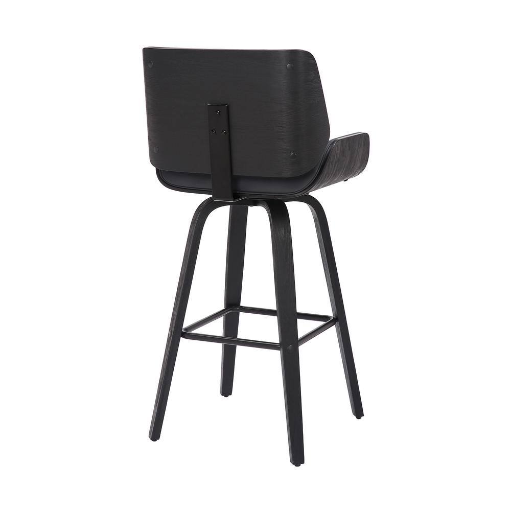 26" Gray Faux Leather Swivel Wood Counter Stool