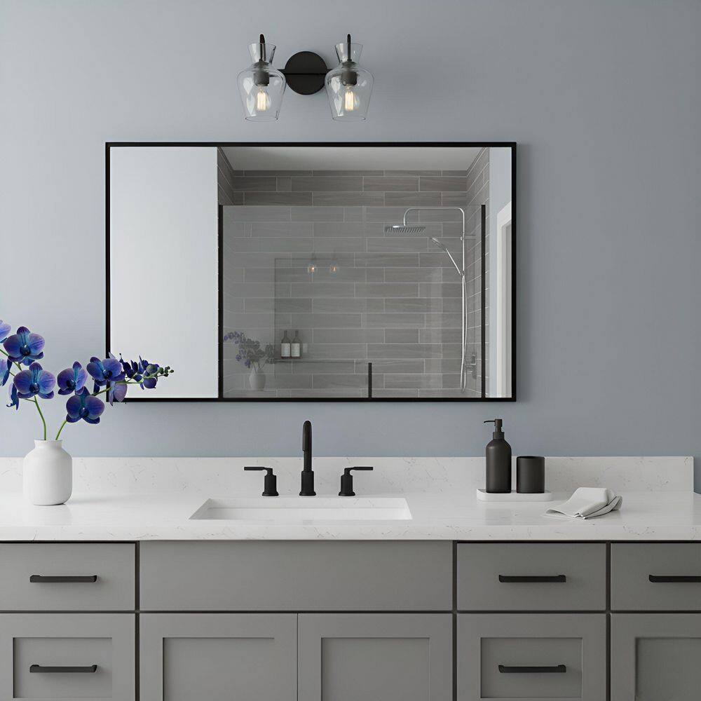 Hollis 14.25 in. 2-Light Matte Black Vanity Light with Clear Hammered Glass Shades price history on PriceWatchPro