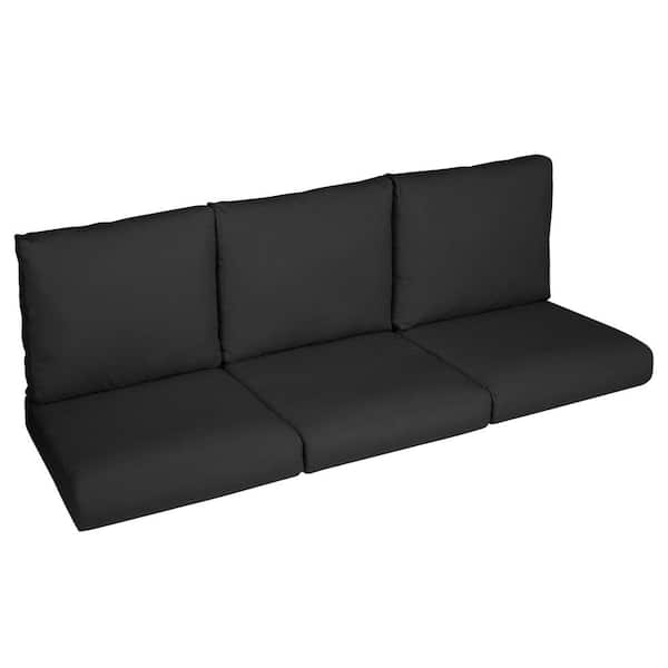 SORRA HOME 22.5 in. x 22.5 in. x 5 in. (6-Piece) Deep Seating Outdoor Couch Cushion in Sunbrella Canvas Black