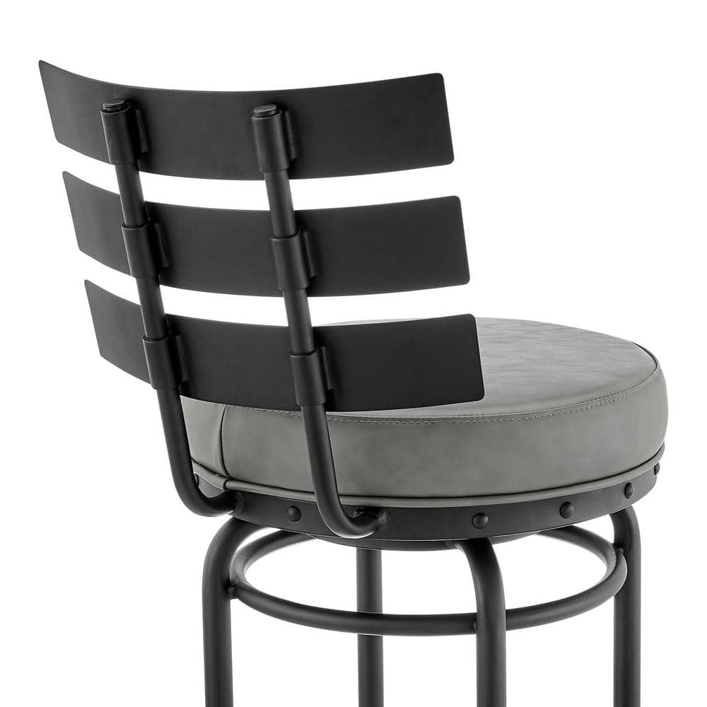 Chic Industrial Edge Adjustable Gray Faux Leather Swivel Stool