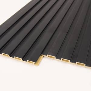 0.3 in. x 4 ft. x 0.5 ft. Black Square Edge WPC Water Resistant Decorative Wall Paneling, Slat Wall Paneling (16 Pack)