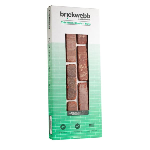Brickwebb Boston Mill Thin Brick Sheets - Flats (Box of 5 Sheets) - 28 in. x 10.5 in. (8.7 sq. ft.)