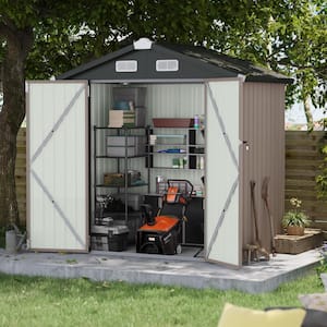 6 ft. W x 4 ft. D Gray Metal Storage Shed with Lockable Door and Vents for Tool, Garden, Bike (22 sq. ft.)