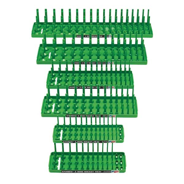 Hansen 6-Piece 3 Row SAE and Metric Socket Tray Set