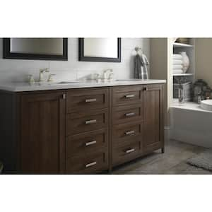 Dual Tone Luxe Square 3 or 3-3/4 in. (76/96 mm) Modern Cocoa Bronze and Satin Nickel Cabinet Drawer Bar Pull