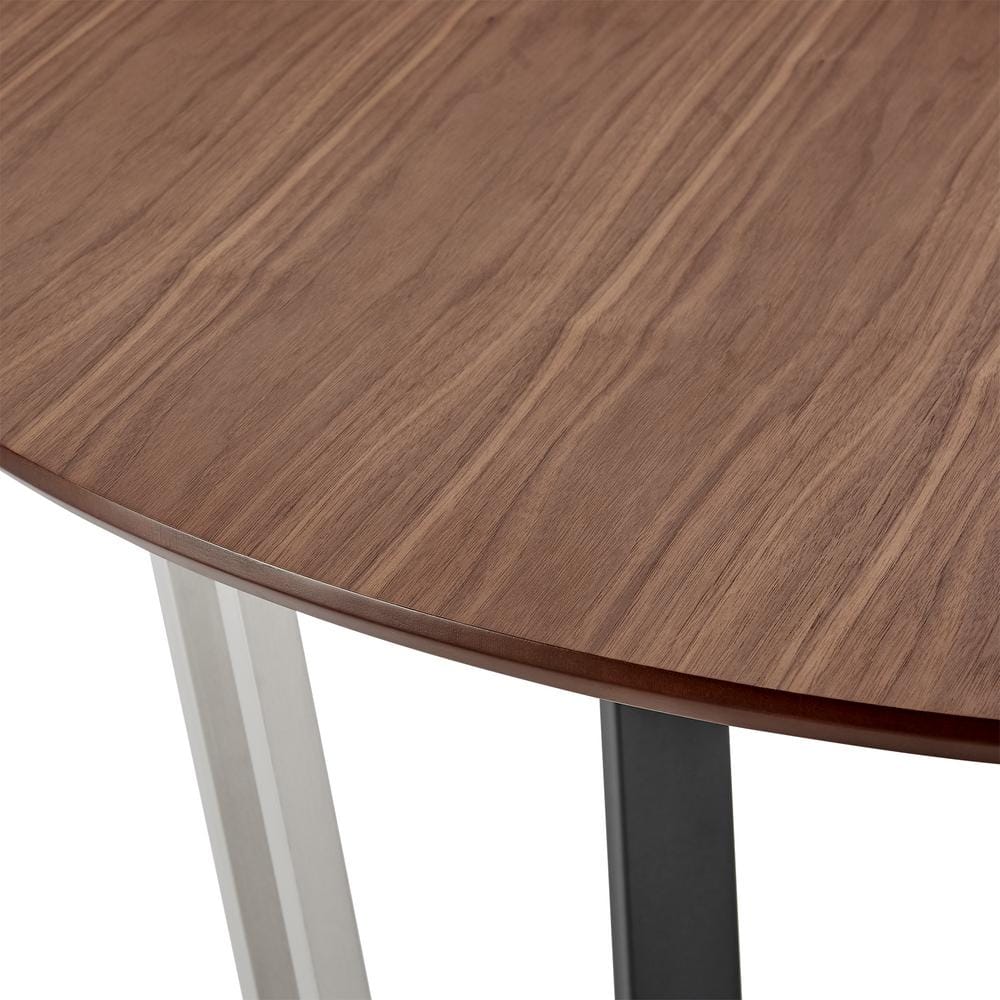 Joana 48" Walnut and Black Iron Round Dining Table