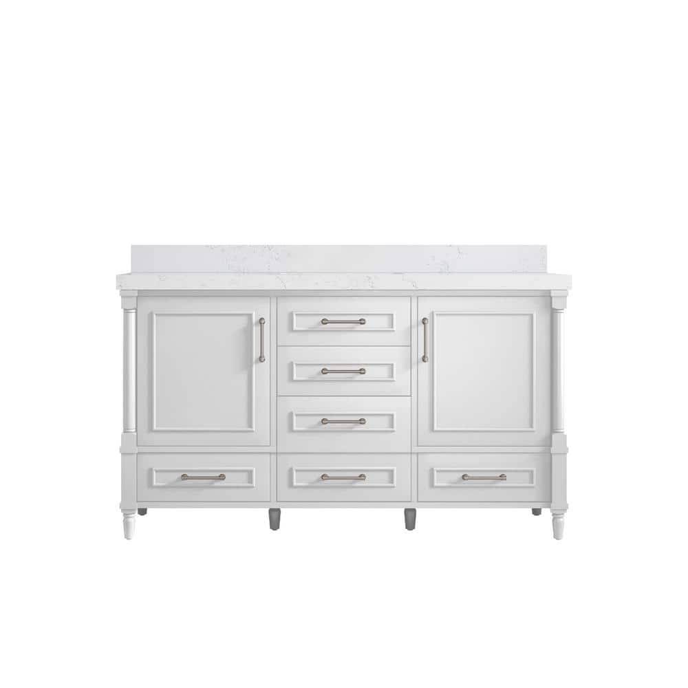 Hudson 60 in. W x 22 in. D x 36 in. H Single Sink Bath Vanity in White with 2 in Empira Quartz Top price history on PriceWatchPro